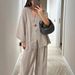 Women's Clothing Women's Fashion Casual Set V Neck Single Button Loose Fitting Long Sleeved Top And High Waisted Trousers Two Piece Set_ecoleips.com