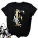 European And American Cross-border Foreign Trade Wholesale Women's Floral Letter Print Round Neck Plus-size Short-sleeve_ecoleips.com