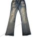 New Spring And Autumn Vintage Splash-Dye Ripped Rhinestone Jeans, High Street Washed Casual Trendy Slightly Flared Long_ecoleips.com