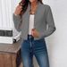 Women's Clothing Autumn/Winter Fashionable Unbuttoned Solid Color Jacquard Cardigan Short Coat Stand Collar Outerwear_ecoleips.com