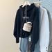 real-shot Composite Button Hooded Embroidered Sweatshirt For Women, Spring And Autumn Thin Loose-fitting_ecoleips.com