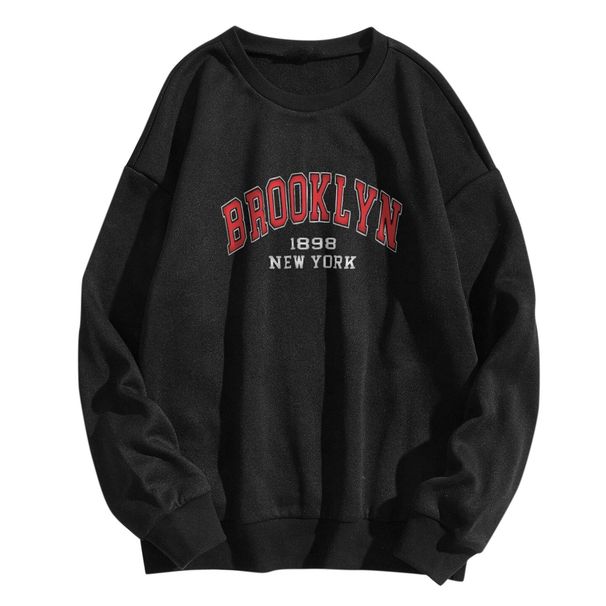 Women's Clothing 2024 autumn new round neck long sleeve letter women's casual outer wear plus velvet large size sweater tops women _ecoleips.com
