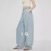 Women's Clothing Minimalist Wide Leg Pants Lightly Deconstructed, Front Split, Elegant Loose Jeans, High Waist, Casual Long Pants_ecoleips.com