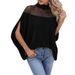Women's Clothing Fashion Mesh Off Shoulder Bat Sleeve Top_ecoleips.com