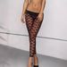 "Lace-Trimmed Faux Leather Leggings – Sheer Mesh & Stretchable PU Pants For Women (Black, One Size, High-Waisted, Spring/Summer)"_ecoleips.com
