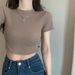 Cross-border Cropped Short-sleeve T-shirt For Women, New Summer Style, Pure And Sexy, Short, Tight-fitting, High-neck_ecoleips.com