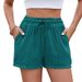 European And American Cross Border Foreign Trade Spring And Summer New Women's Solid Color Drawstring Pocket Casual Shorts Women Spot_ecoleips.com