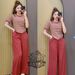 Women's Clothing Summer Women's Chic Two Piece Set Style Striped Top Wide Leg Pants Cool Clothing For Formal & Casual For Women_ecoleips.com