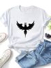 Women Crew Neck Short Sleeve T-Shirt, Minimal Crown Triple Eagle Silhouette Graphic Loose Fit Casual Summer Basic Tee Tops_ecoleips.com