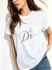 Women Elegant Cursive Dr Letter Line Butterfly Graphic T Shirt Round Neck Loose Minimalist Summer Casual Tops_ecoleips.com