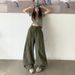 Melard Military Green Scythe Jeans For Women, Summer 2025 New Spring Collection, Relaxed And Casual Wide-Leg Cargo Pants_ecoleips.com