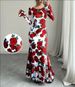 Spring Autumn Elegant Bodycon Dress With Rose Floral Pattern Long Slim Fit Round Neck Slightly Flared Sleeves_ecoleips.com