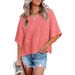 A Casual, Loose-Fitting T-Shirt With A Solid-Color, Puffed-Sleeve Design, Perfect For Women._ecoleips.com