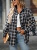 New Casual And Fashionable Loose Checkered Pocket Shirt For Women. No Interior Or Other Accessories_ecoleips.com