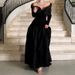 Fashion Off Shoulder Slim Fit Pleated Banquet Dress Women's Casual Long Sleeved Prom Dresses Black Mesh Patchwork Princess Dress_ecoleips.com