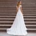 New 2026 Style Off-Shoulder Wedding Dress Simple Lace Deep V-Neck Slim Fit A-Line Short Train Soft Tulle Slimming Women's Gown_ecoleips.com