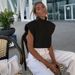 Elegant High Neck Sleeveless Sweater Women's Knit Top - Soft Acrylic Blend, Relaxed Fit, Versatile Solid Colors For Autumn & Winter_ecoleips.com