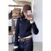 Women's Clothing Retro Knit Sweater Top With Collar & Cable Stitch - Soft & Stylish Fall Fashion In Grey, Navy, Beige & Black (One Size Fits Most)_ecoleips.com