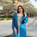 Women's Embellished Abaya Dress - Elegant Muslim Long Dress With Crystal Beading & Lace Trim_ecoleips.com