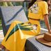 Women's Casual Sun Yellow Floral Print Cropped Top And High-Waisted Skirt Set Everyday Comfortable Two-Piece Outfit_ecoleips.com
