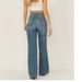 Women's Clothing Wide Leg Jeans High Waist Slim Taste Blue Drape Stretch Straight Pants_ecoleips.com