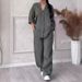 Women's Fashion Wide Leg Pants Set Casual Retro Style Full Length Polyester Spring/Autumn Wear_ecoleips.com