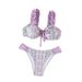 Women's Clothing Women's Sexy Printed Lace Bikini Halter Two Piece Swimsuit Tie Up Beach Vacation Swimwear_ecoleips.com
