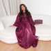 Modest Abaya Dress Women's Plus Size Glitter Dress Wine Red Spring Summer Party Robe Fashion England Style_ecoleips.com