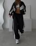 Women's Fashionable Leisure Suits Color Matching Long Sleeved Zipper Cardigan Contrast Color Tops Trousers Sports Set_ecoleips.com