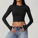 Zechuang Tight Sports T Shirt Quick Drying Long Sleeved Yoga Clothes Pilates Running Sports Fitness Long Sleeved Top 8743_ecoleips.com