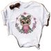 European And American Cross-border Foreign Trade Wholesale Clothing Cute Cartoon Owl Round Neck Plus Size Short-sleeve_ecoleips.com