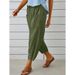 High Waisted Buttoned Cotton Linen Pants For Women Loose Fit Cropped Wide Leg Style From Europe And America_ecoleips.com