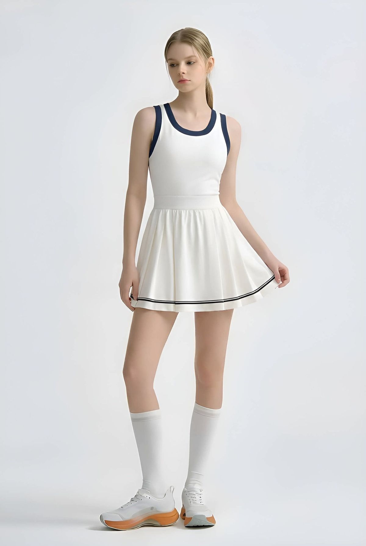 26 Spring And Summer New Outdoor Sports Fashion Tennis Skirt Women's Cross-border Anti-light Yoga Dress With Chest Pads_ecoleips.com