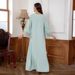 Muslim Robe Women's Simple Embroidered Dress Kaftan Dresses_ecoleips.com