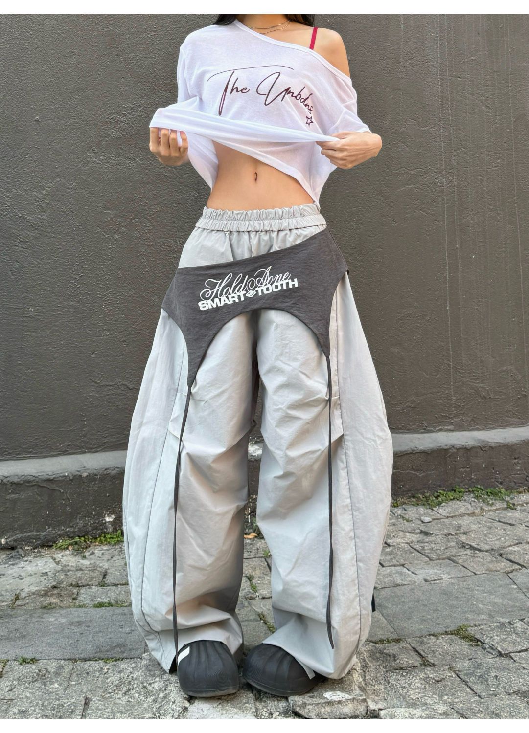 Spring And Summer Strappy Splicing Hot Girl Street Hip Hop Street Dance Trousers Casual Loose Large Men And Women Sports Pants_ecoleips.com