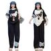 Women's American Style Fashion Summer Set Color Block Loose Short Sleeve Slimming Wide Leg Pants Casual Two-Piece Outfit_ecoleips.com