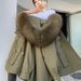Women's Fashionable Parka Coat With Detachable Fox Fur Collar & Otter Rabbit Fur Lining, Mid-Length Winter Jacke For Casual Style_ecoleips.com