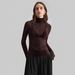 European American Cross-border 2026 Autumn And Winter New Style Stand-up Collar Solid Color Mesh Slim-fit Long-sleeve_ecoleips.com