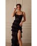 Women's Spring Summer Sexy Backless Lace See-through Long Dress Casual Elegant Fashion With Side Slit And Shoulder Wave Design_ecoleips.com