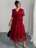 Plus-size Women's Butterfly Mesh Ruffle Sleeve Elegant Dress_ecoleips.com