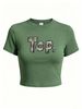Women's Artistic Print T-Shirt, Crew Neck Short Sleeve Tee, Casual Summer Daily Wear_ecoleips.com