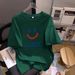 Women's Oversized Smiley Face Short Sleeve T-Shirt Casual Cotton Tee for Summer Daily Wear Multiple Colors Available_ecoleips.com