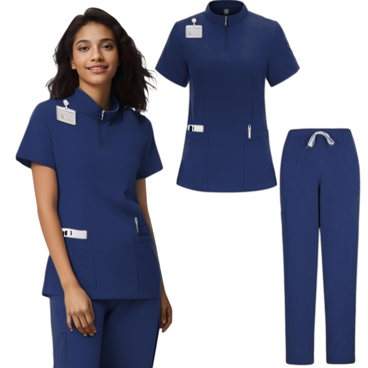 Women's Clothing Surgical Suit Uniform Women's Jogging Pants Hospital Pharmacy Work Clothes Soft Micro Elastic Hand Washing Clothes SPA Short Sleeve_ecoleips.com