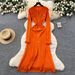 Luxury Lace-Trim Knit Maxi Dress – Floral Embroidery Evening-to-Day Elegance (Black/Red/White/Orange, Lightweight Polyester, )_ecoleips.com