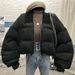 Trendy Oversized Puffer Jacket For Petite Women – Short-Length, Detachable Hood, Warm Cotton Filling (Black/Navy/Silver, S-3XL)_ecoleips.com