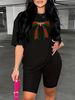 Summer Women's Casual And Fashionable Bee Bow Printed Round Neck Loose T-shirt+shorts Two-piece Sportswear Suitable For Daily Wear-26_ecoleips.com