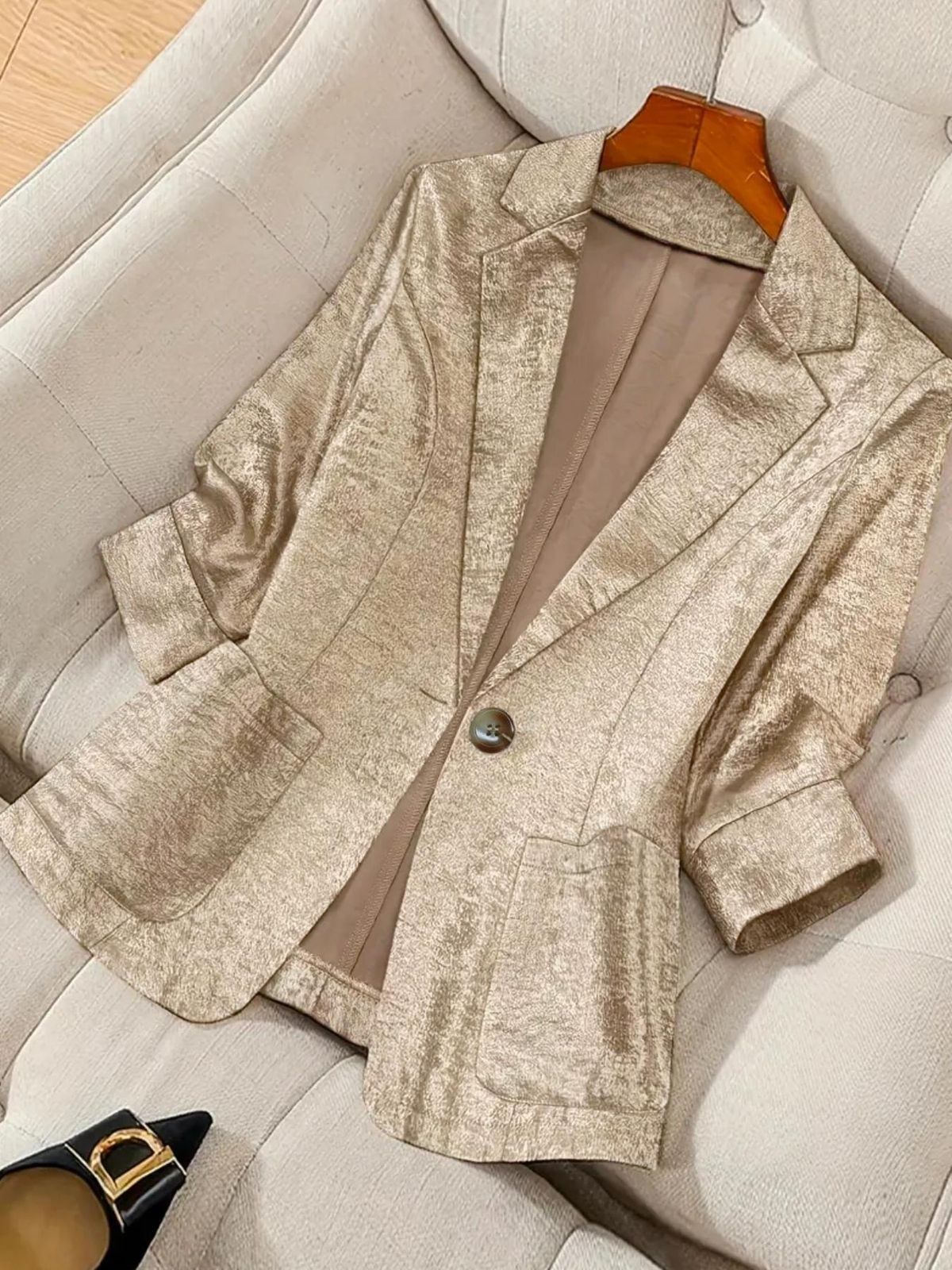 European And American Foreign Trade Cross-border Women's Three-quarter Sleeve Blazer, New Lightweight Stylish_ecoleips.com