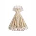 New 2025 Women's Retro Embroidered Mesh Dress round Neck Short Sleeve Heavy Duty European And American Style Party Wear_ecoleips.com