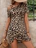Dress For Women In Spring And Summer, Fashionable Temperament, One Shoulder High-end Feeling, Leopard Print Drawstring_ecoleips.com
