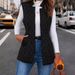 Men's/Women's Cotton Padded Vest Jacket – Lightweight Warm Fleece Lined, Stand Collar, Mid-Length, Casual Retro Style (Black, S/M/L/XL)_ecoleips.com